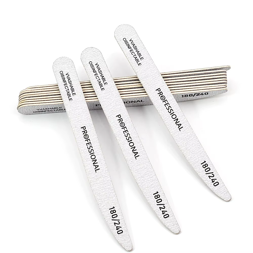 Limes à ongles professionnelles en bois, 100 180 240, tampon de manucure, bateau gris, tampons de pé