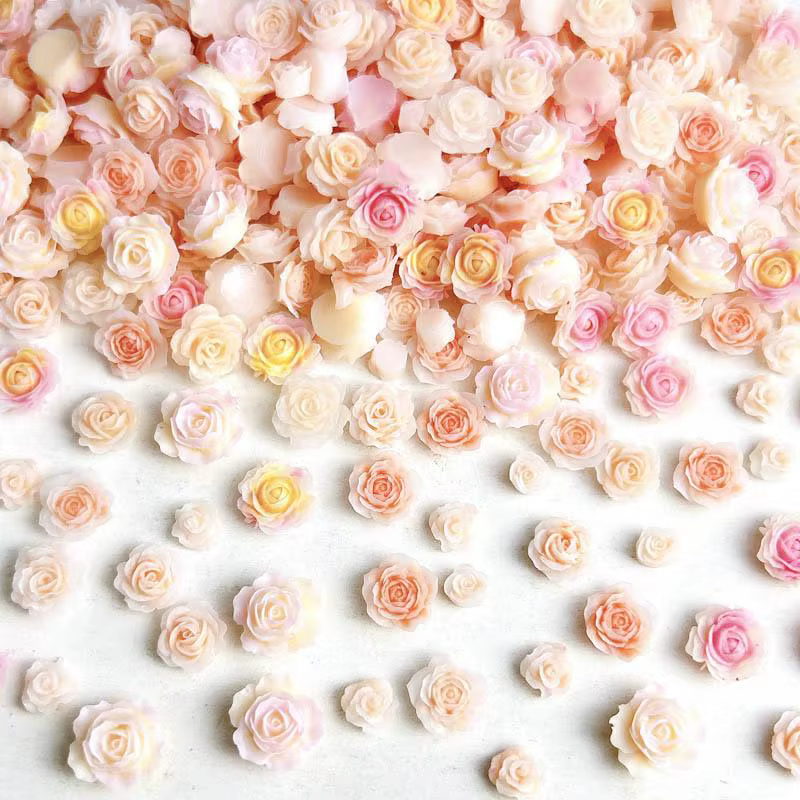 Double couleur Rose pivoine Nail Art décoration 3D lumineux petits boutons de fleurs fraîches breloq