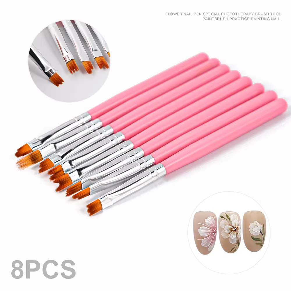 8 pièces/ensemble brosse à ongles dentelle Ombre Design acrylique ongles dégradé stylo bricolage UV