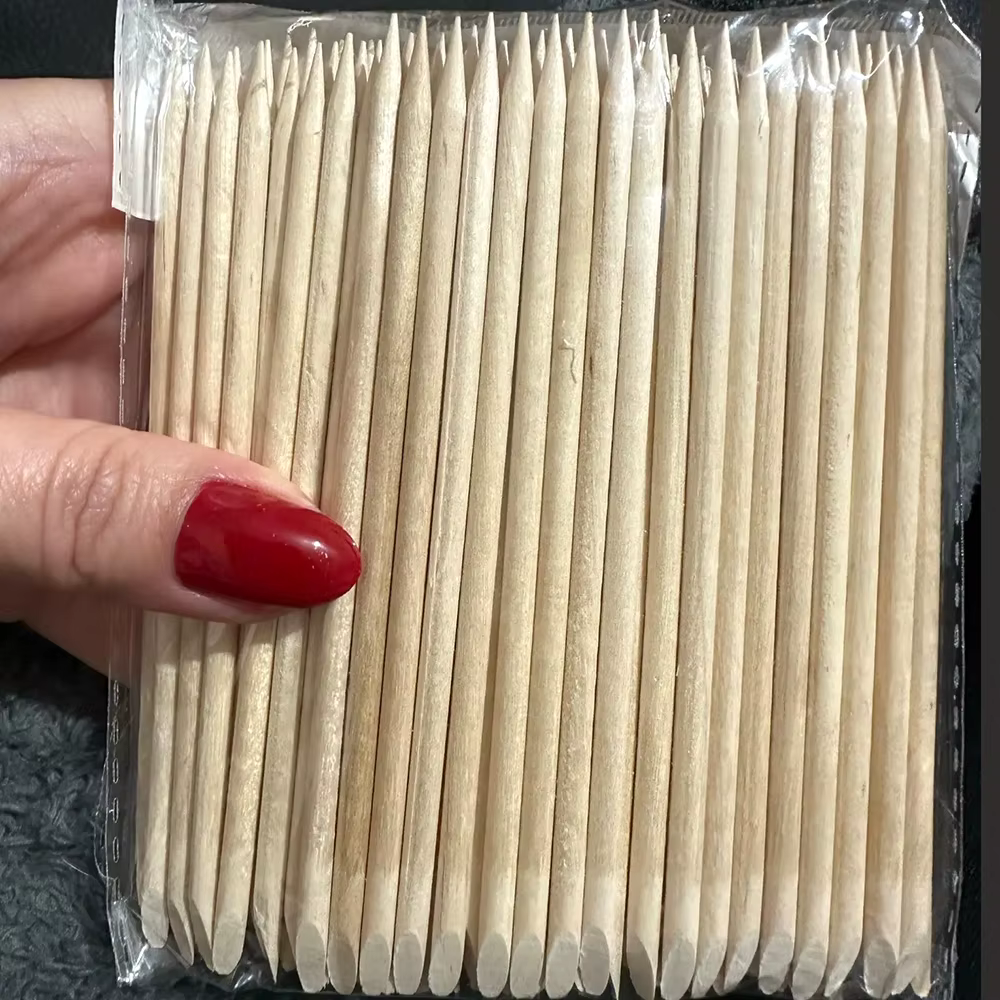 Bâtonnets en bois Orange pour ongles, 100/500 pièces, Double tête, poussoir à cuticules, dissolvant