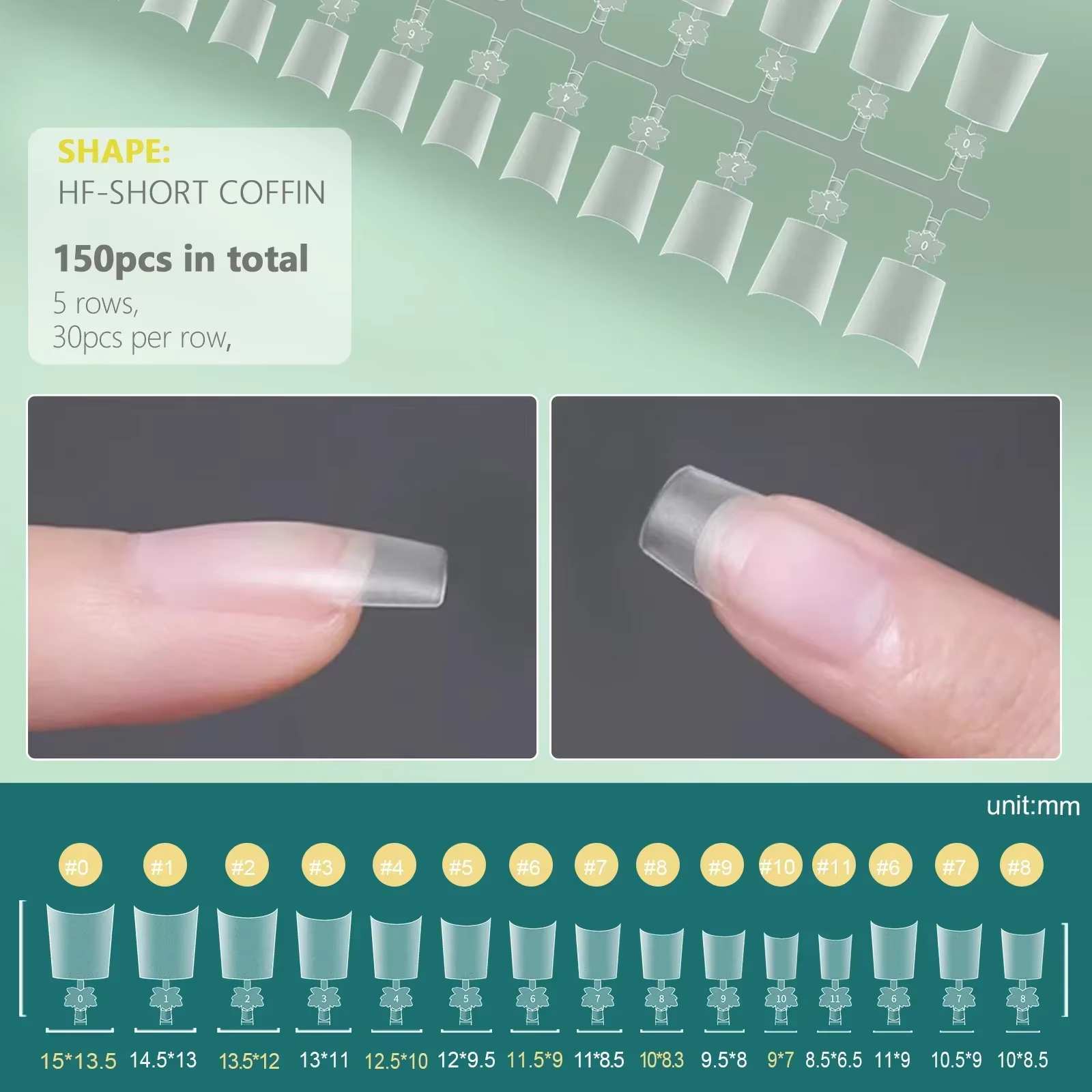 Faux ongles courts demi-couverture, 150 pièces, mat, 12 tailles, sans courbe C, pour Extension d'ong