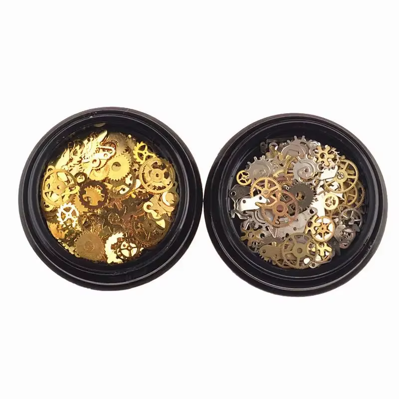 1 boîte de feuille de goujon d'engrenage en métal mixte Steampunk Nail Art décoration Dropsh dans le