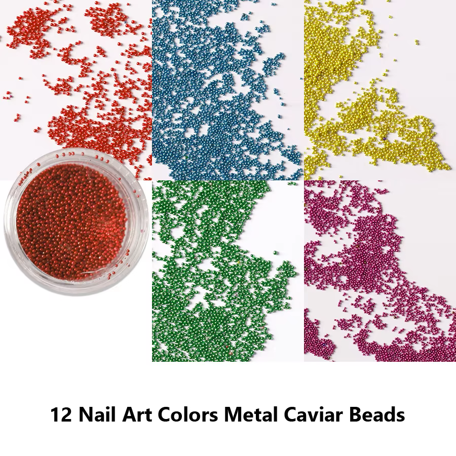 Perles de Caviar pour Nail Art, Micro perles métalliques, embellissement pour Nail Art, décoration d