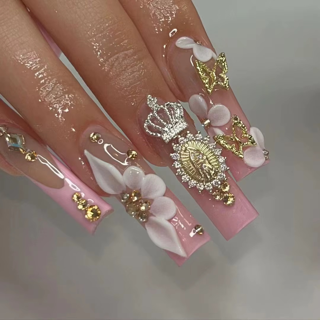 Breloques pour ongles, Design couronne, avec strass, accessoires pour Nail Art, fournitures pour fem