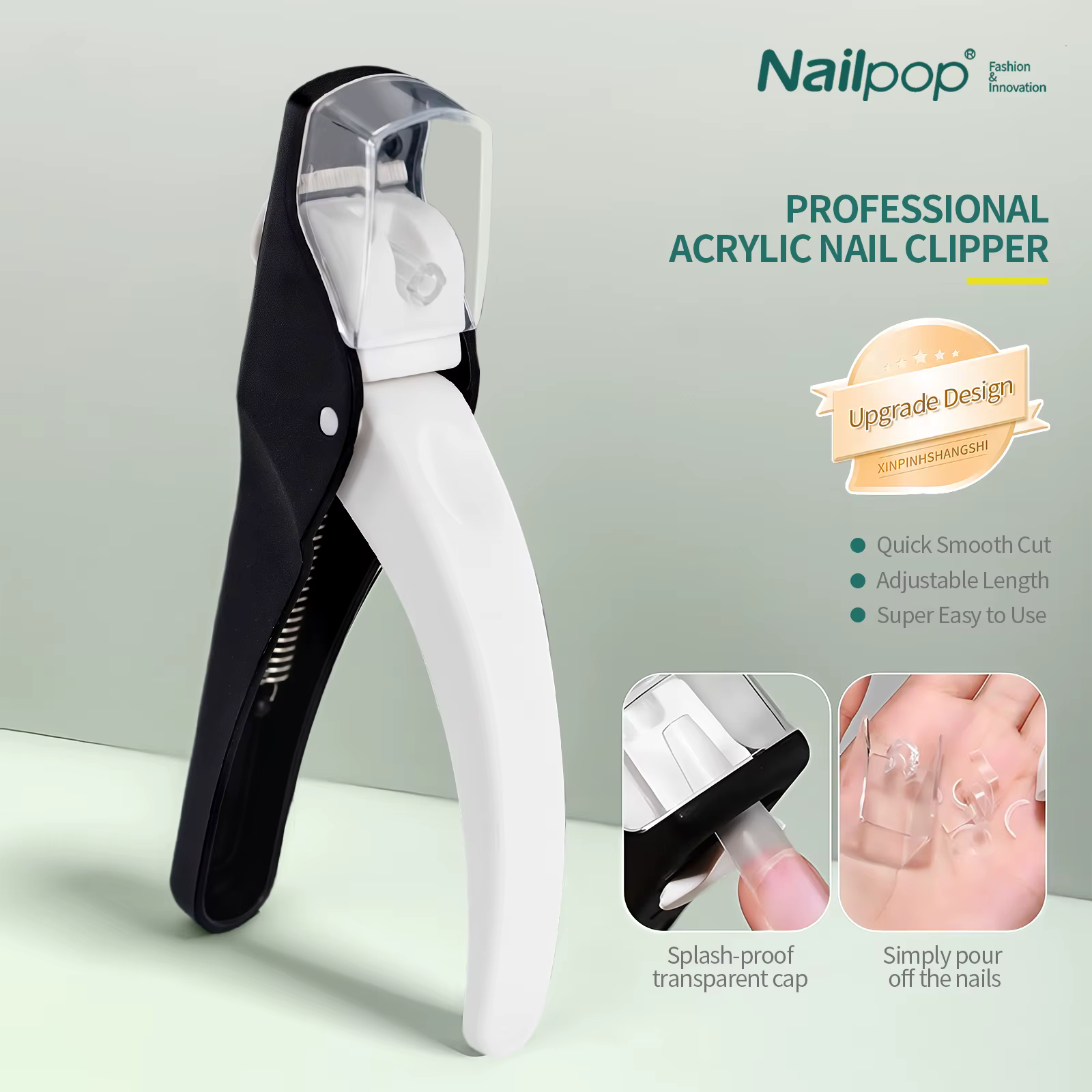 Nailpop coupe-ongles en forme de U acrylique faux ongles ciseaux pointe d'ongle coupe-bord manucure