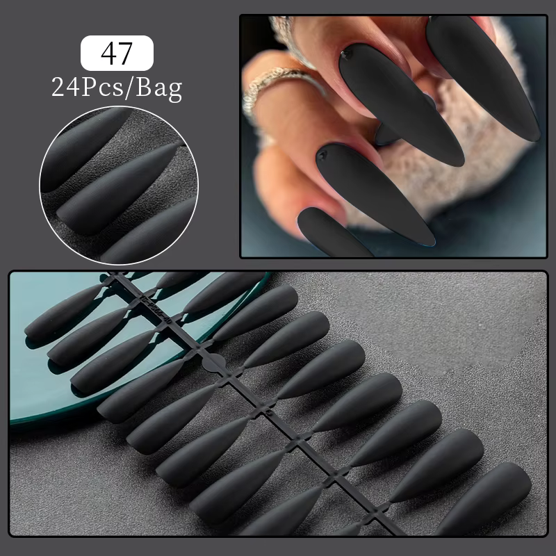 Faux ongles à pression, 24 pièces/ensemble, Design, portable, couverture complète, pointes givrées,