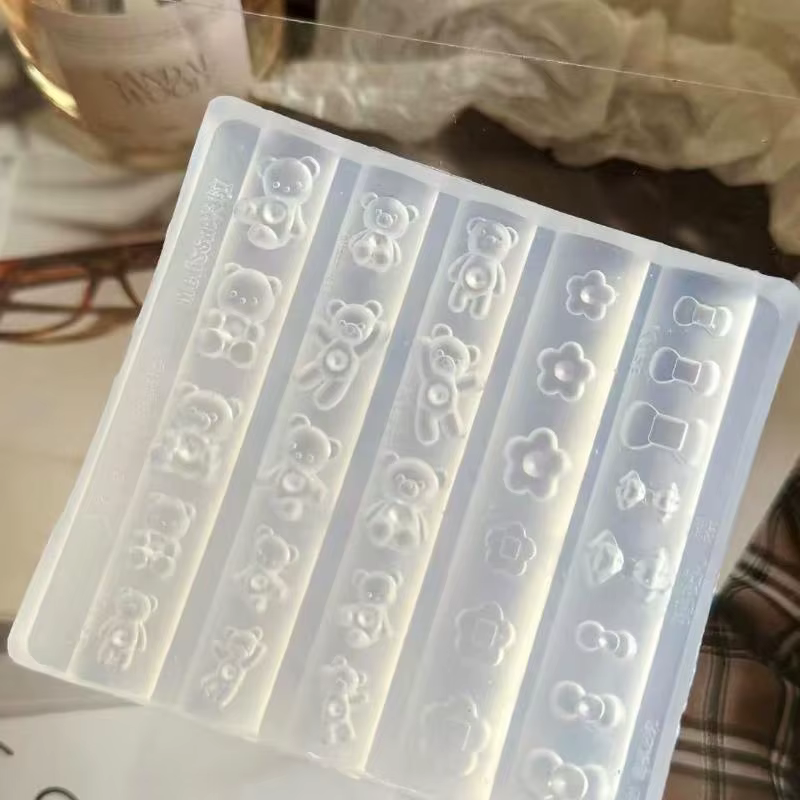 Outil de décoration d'ongles DIY, moule de sculpture pour manucure, moule à ongles 3D motif ours, fl