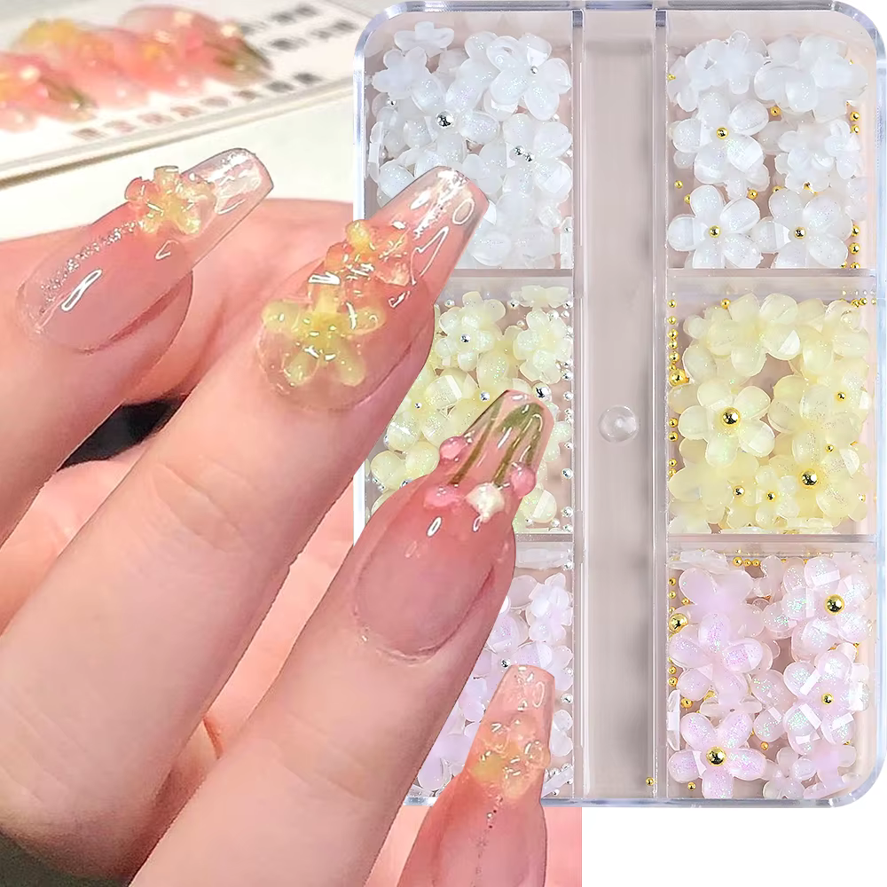 Breloques en métal pour Nail Art, 6 grilles, océan d'été, coquille 3D, étoile de mer, hippocampe, pe