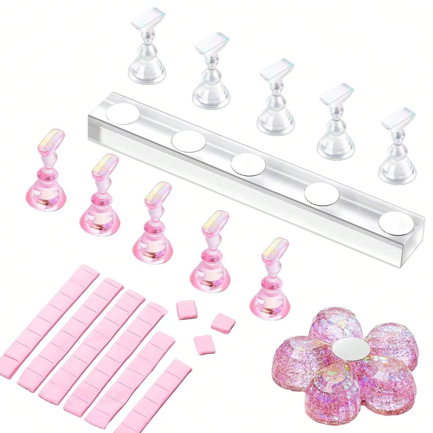 Ensemble de supports pour ongles à pression sur l'affichage des ongles, support magnétique pour faux