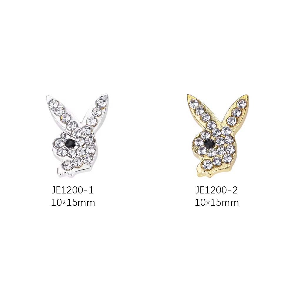 Breloques de luxe pour ongles, alliage d'or, lapin, paillettes, diamant, strass, cristal, pour brico