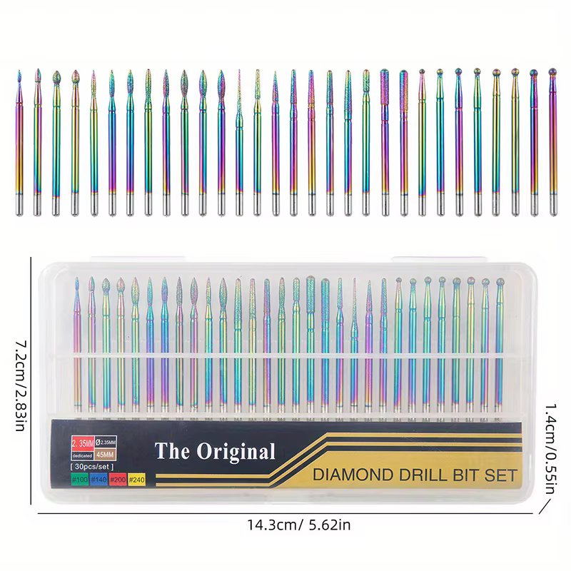 30 pièces/boîte diamant foret à ongles rotatif fraises électriques pour pédicure manucure fichiers c