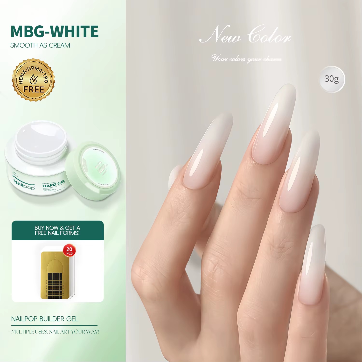 Nailpop 30g constructeur Gel Extension laiteuse UV LED ongles acryliques durcis longue durée Gel de 