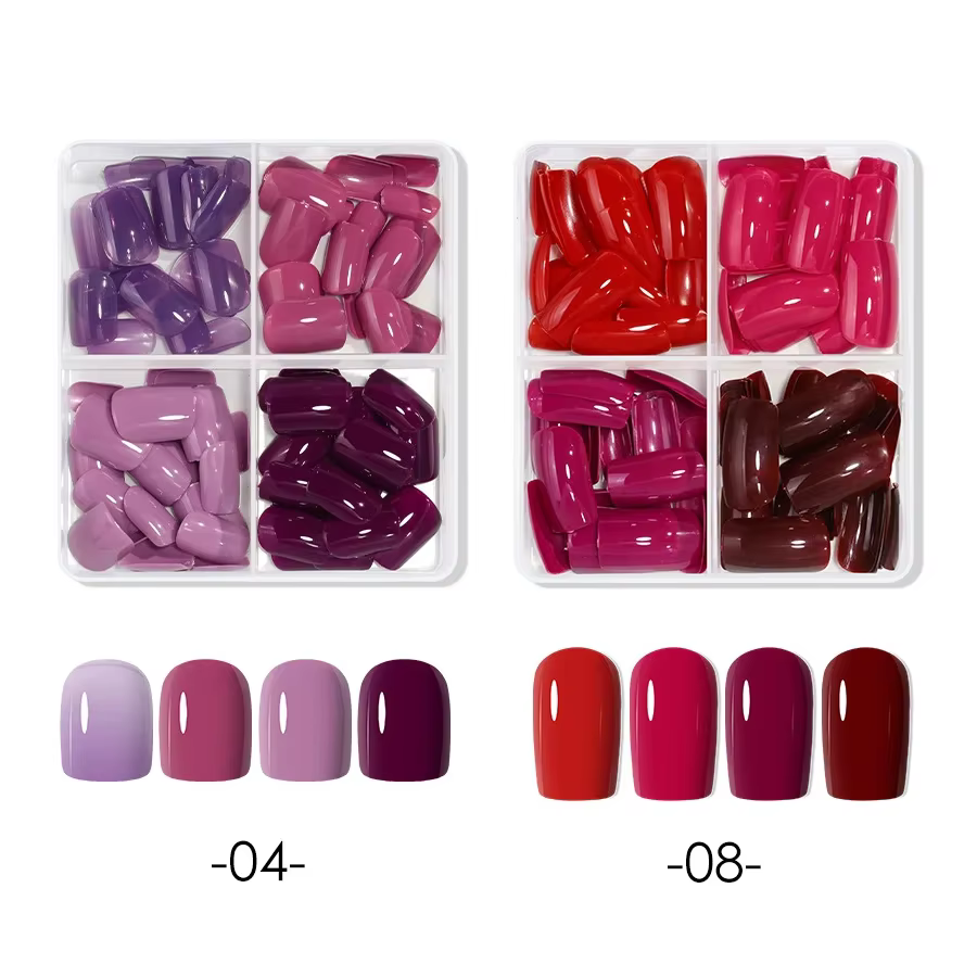 96 pièces presse sur ongles courts, faux ongles de couleur unie brillante, ongles artificiels à couv