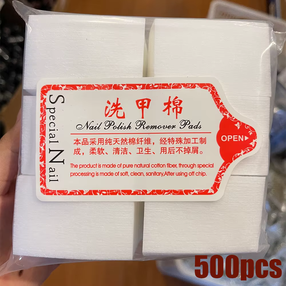 1000/500/100 pièces lingettes à ongles 100% tampons de coton non pelucheux dissolvant de vernis à on