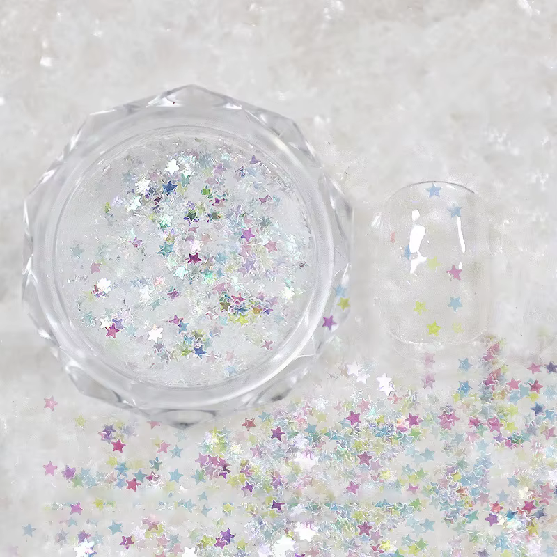 1 pot de paillettes étoiles scintillantes mini 1 mm pour ongles, décoration d'ongles, accessoires mi