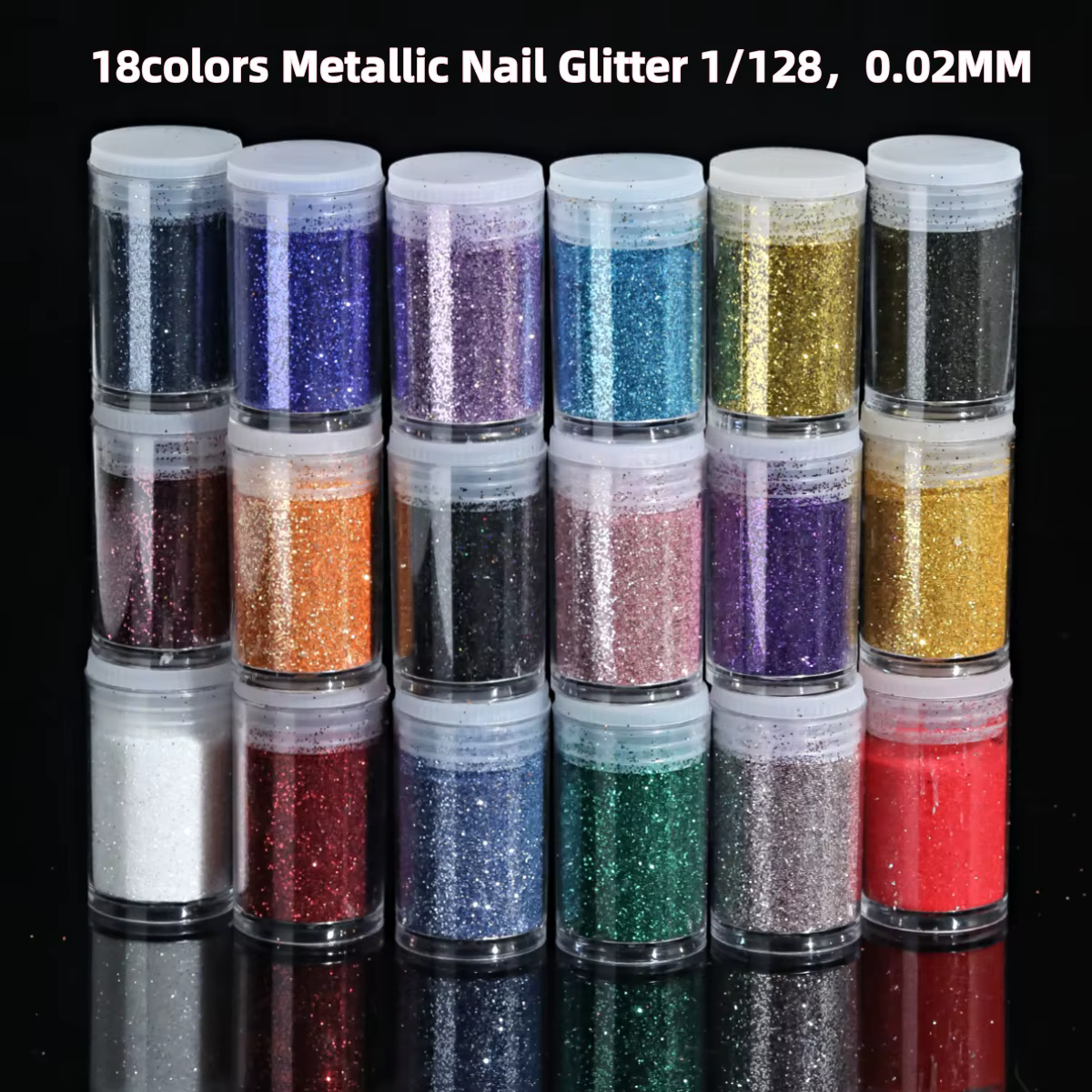 Poudre de paillettes holographiques pour ongles, 18 couleurs, 1/128 pouces, en résine, flocons de pa