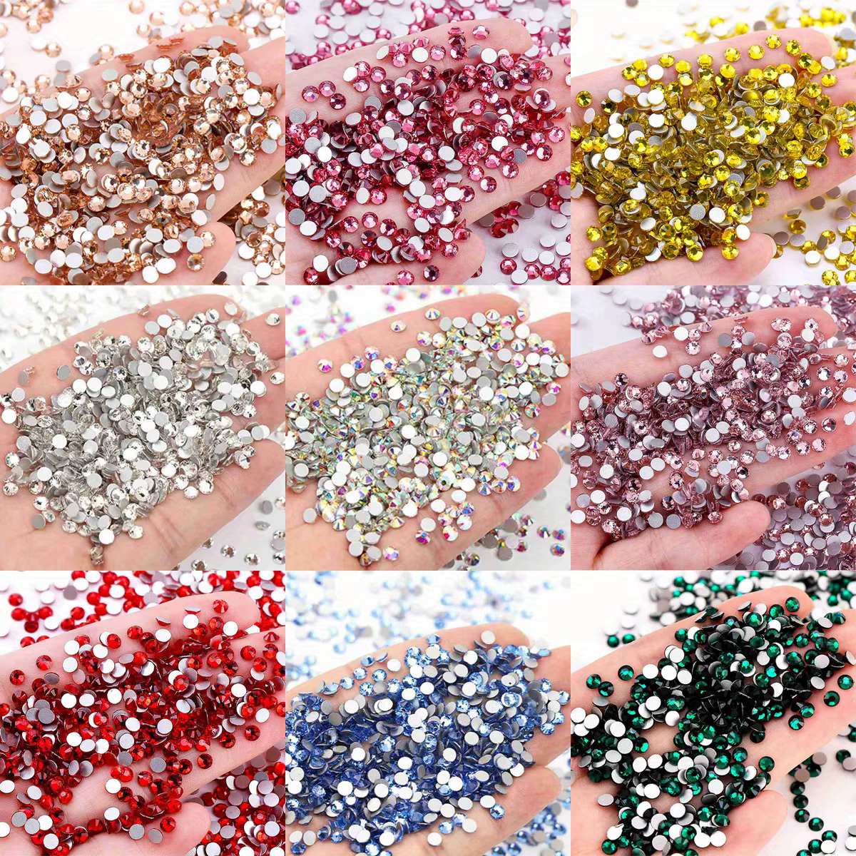 1000/500 pièces 2/3/4mm résine ronde fond plat couleur paillettes strass bricolage 3D Nail Art décor
