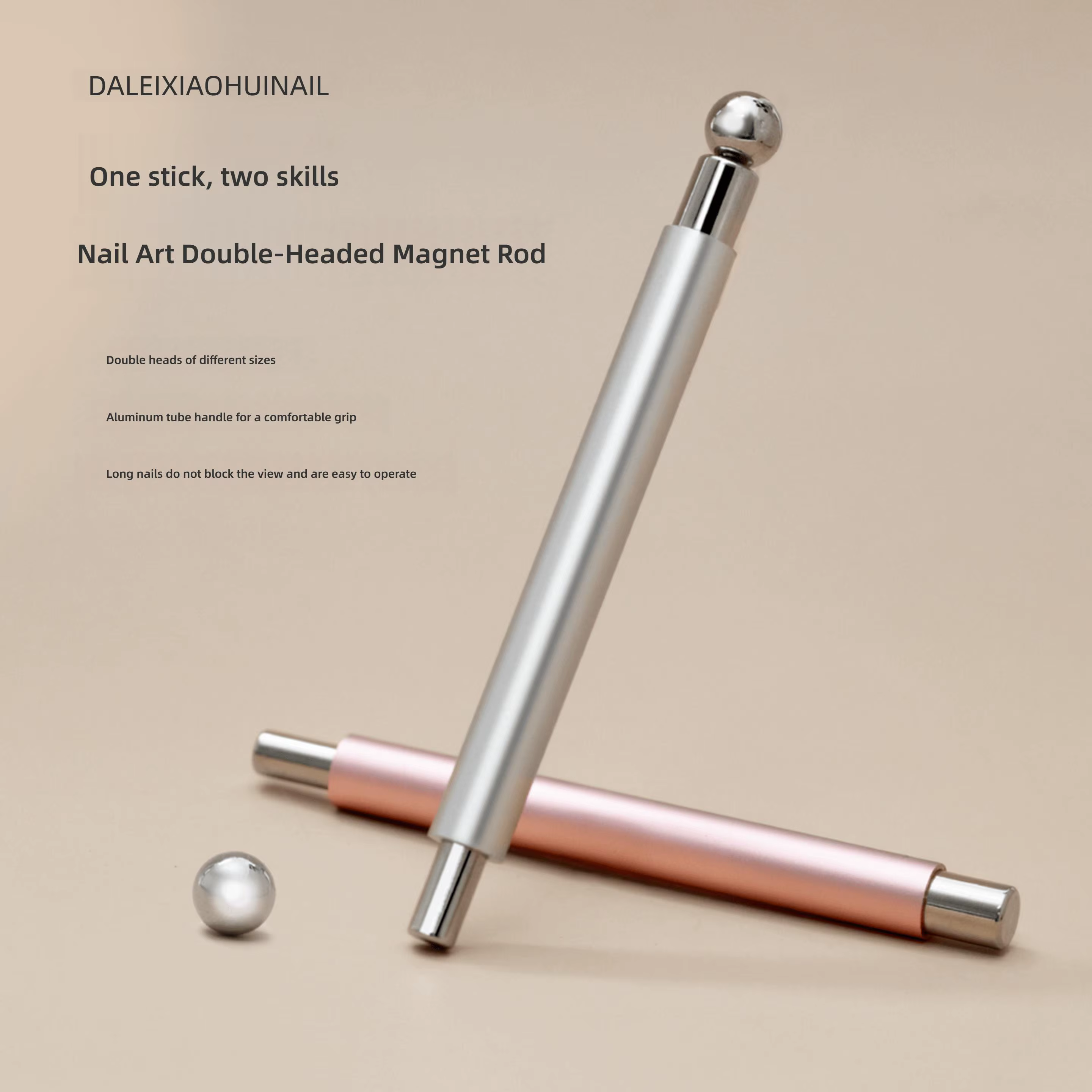 Stylo magnétique pour ongles œil de chat, Double tête, avec boule en acier, bâton magnétique puissan
