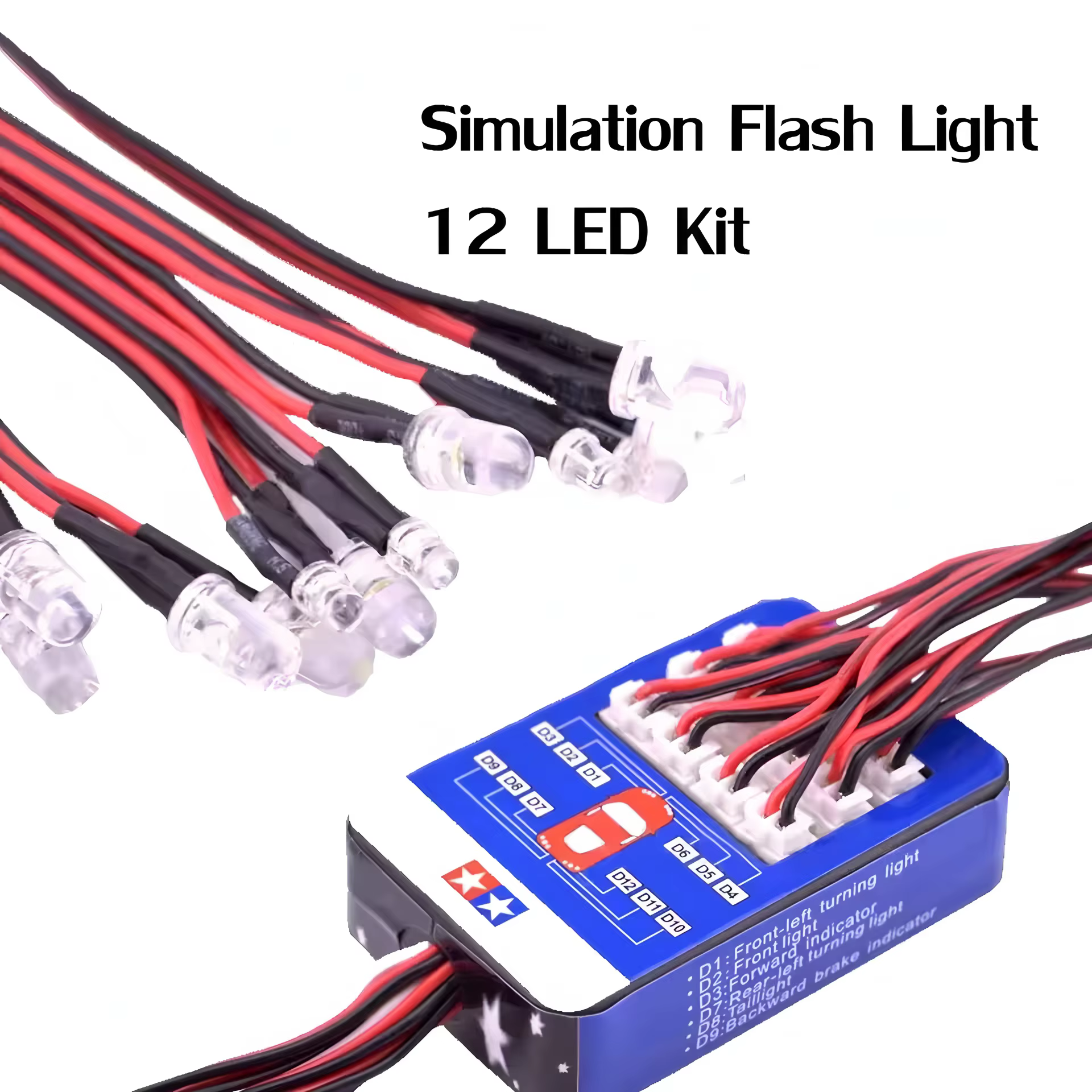 RC 12 LED Simulation d'éclairage Flash lumière contrôlable double lumières clignotantes Kit pour 1/1