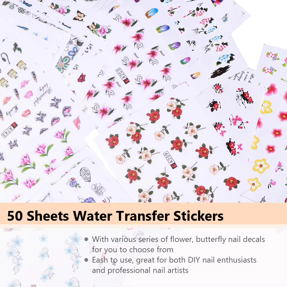 Autocollants pour Ongles à Motifs Mixtes, Transfert à l'Eau, Décalcomanies DIY, Outils de miles Impe