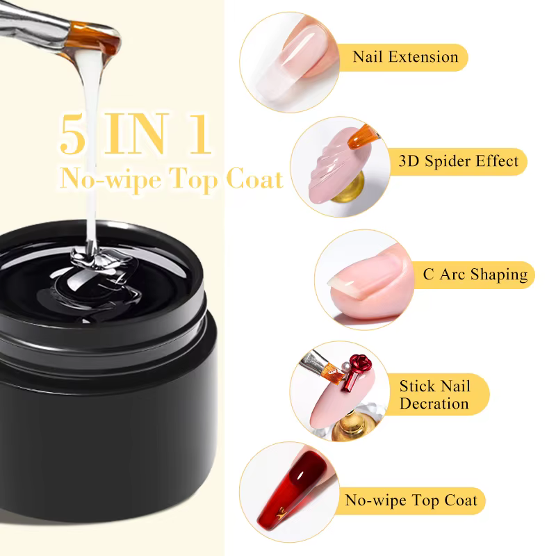 MTSSII 8ml 5 en 1 couche de finition sans essuyage Gel de renfort vernis à ongles fonction efficace 
