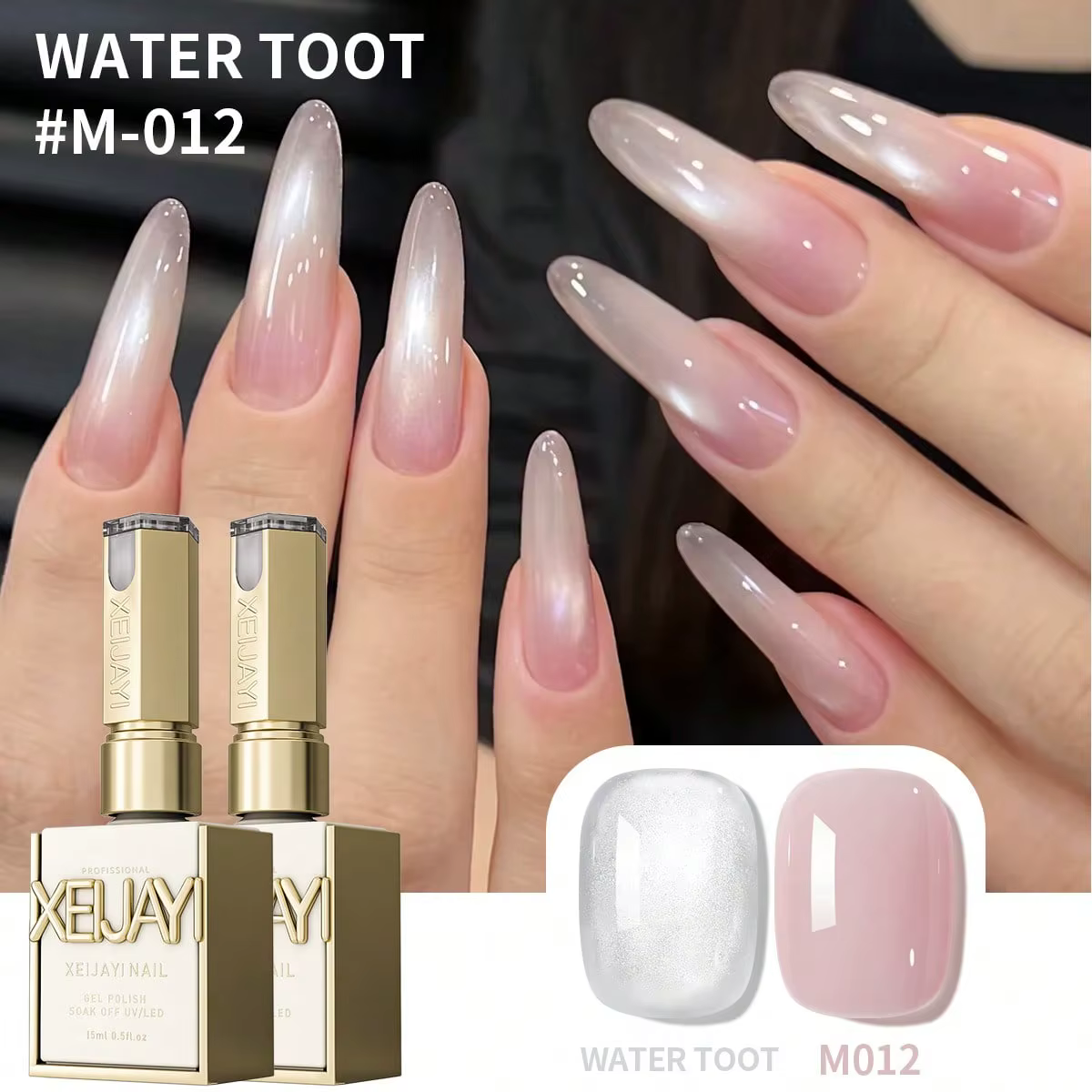 Ensemble de vernis à ongles Gel de couleur rose glace et Toot d'eau populaire de 15ml, vernis à ongl