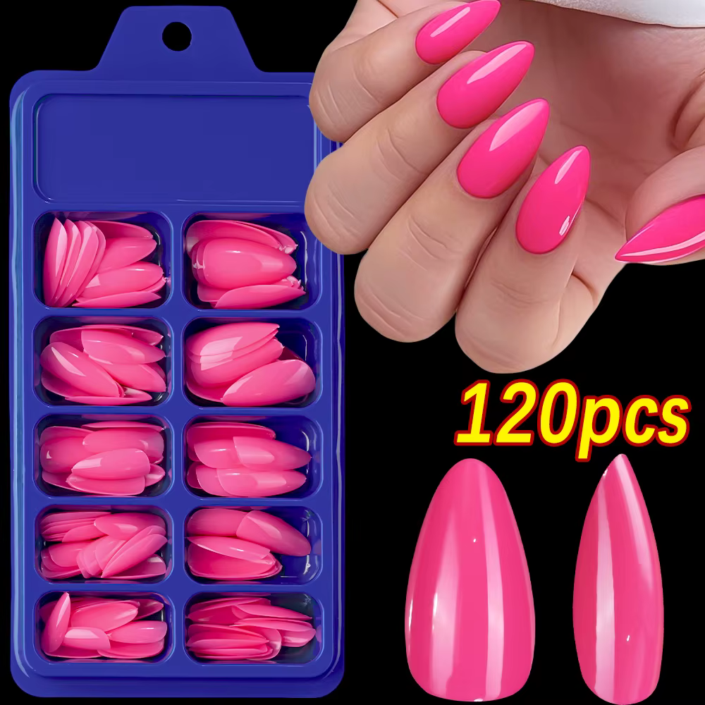 Faux ongles carrés courts rouges, 120 pièces, couverture complète brillante d'été, à pression sur le