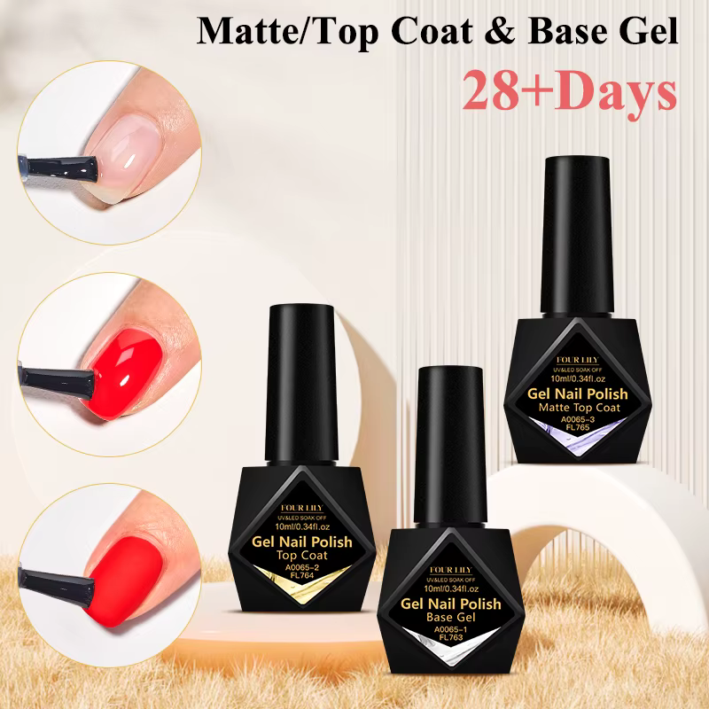FOUR LILY 10ml Gel de Base, couche de finition, couche de finition mate soin des ongles fonctionnel