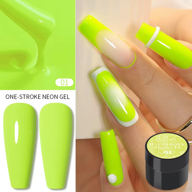 AWStorG Vernis à ongles gel fluorescent 5ml – Bleu vif, Vert, Violet, Rouge, Jaune, Orange – Soak Of