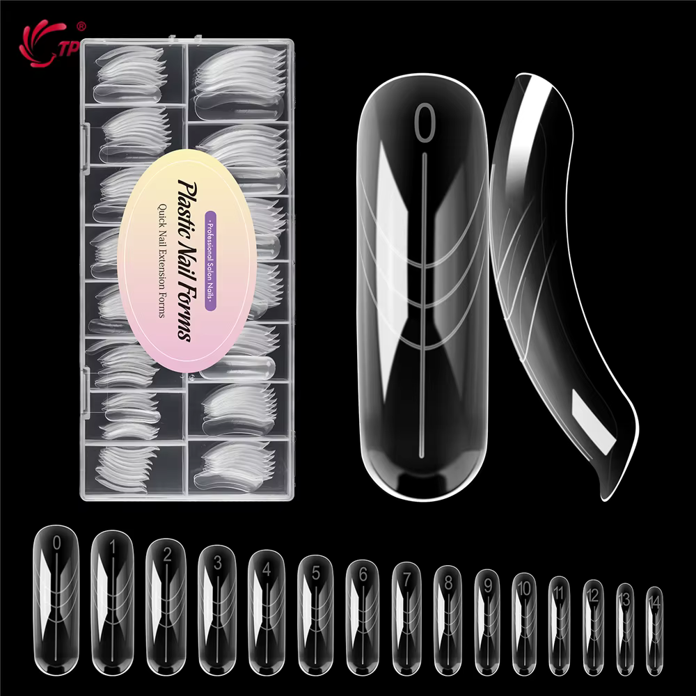 TP 150 pièces formes d'ongles cercueil incurvées longues moule à ongles clair pour Gel d'ongle Poly