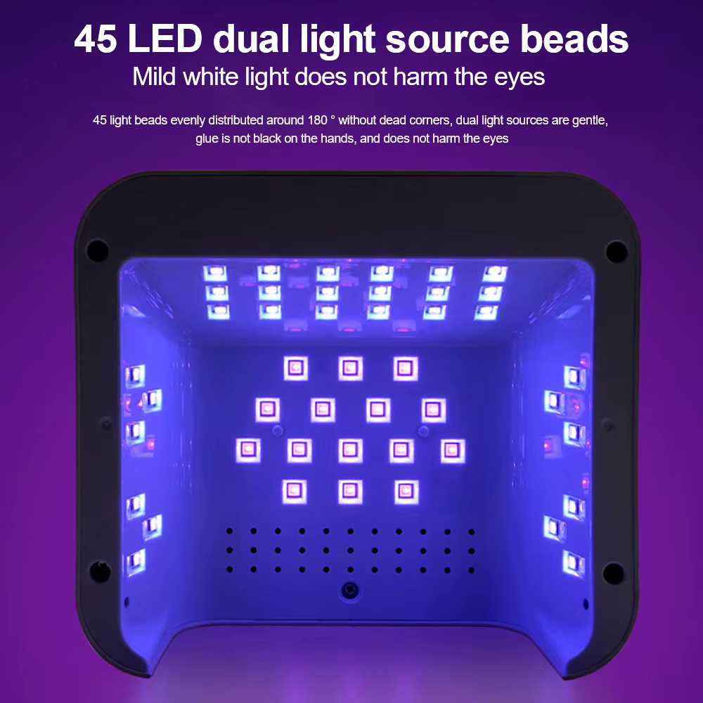 Sèche-ongles haute puissance avec écran LCD intelligent, lampe UV 45LED, séchage du gel, base parfai