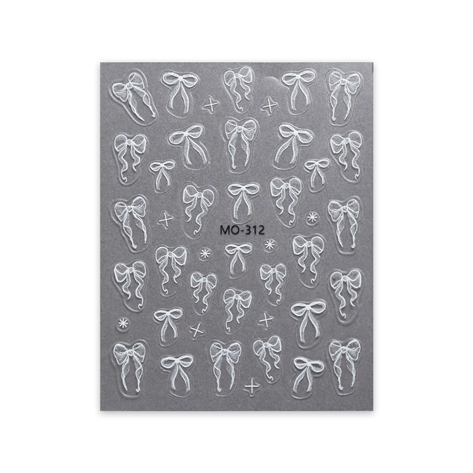 Autocollants pour ongles à nœud papillon, ruban blanc en Relief 3D, mignon, rose doux, autocollants 