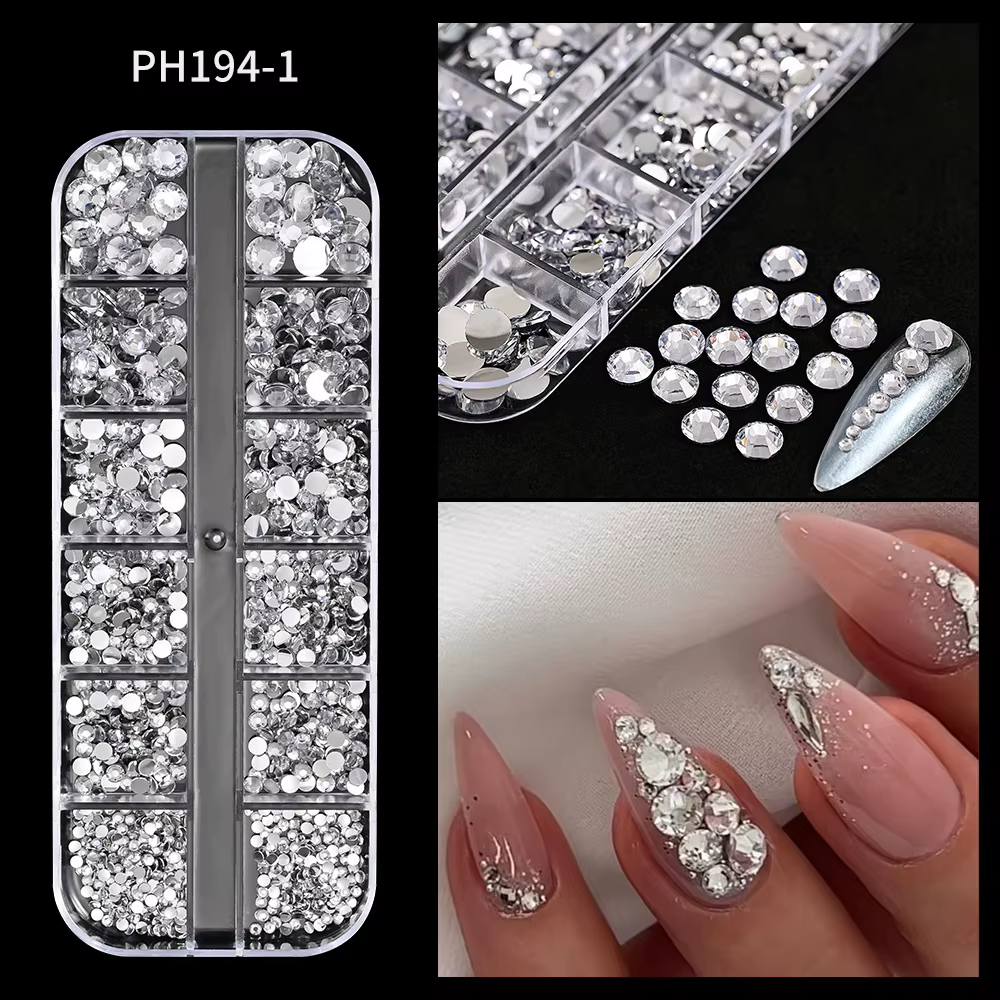 12 grilles scintillantes Rose rouge cristal strass Nail Art forme mixte diamants breloques pour ongl