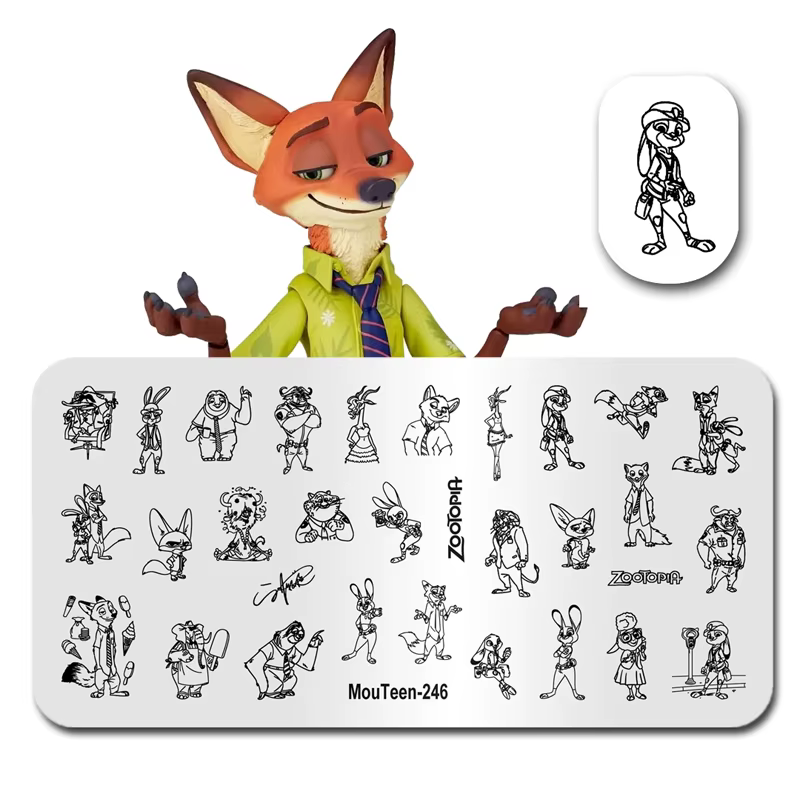 MouTeen-246 Disney grande taille ZooTopia Judy Hopps ongles estampage plaques timbre manucure ensemb
