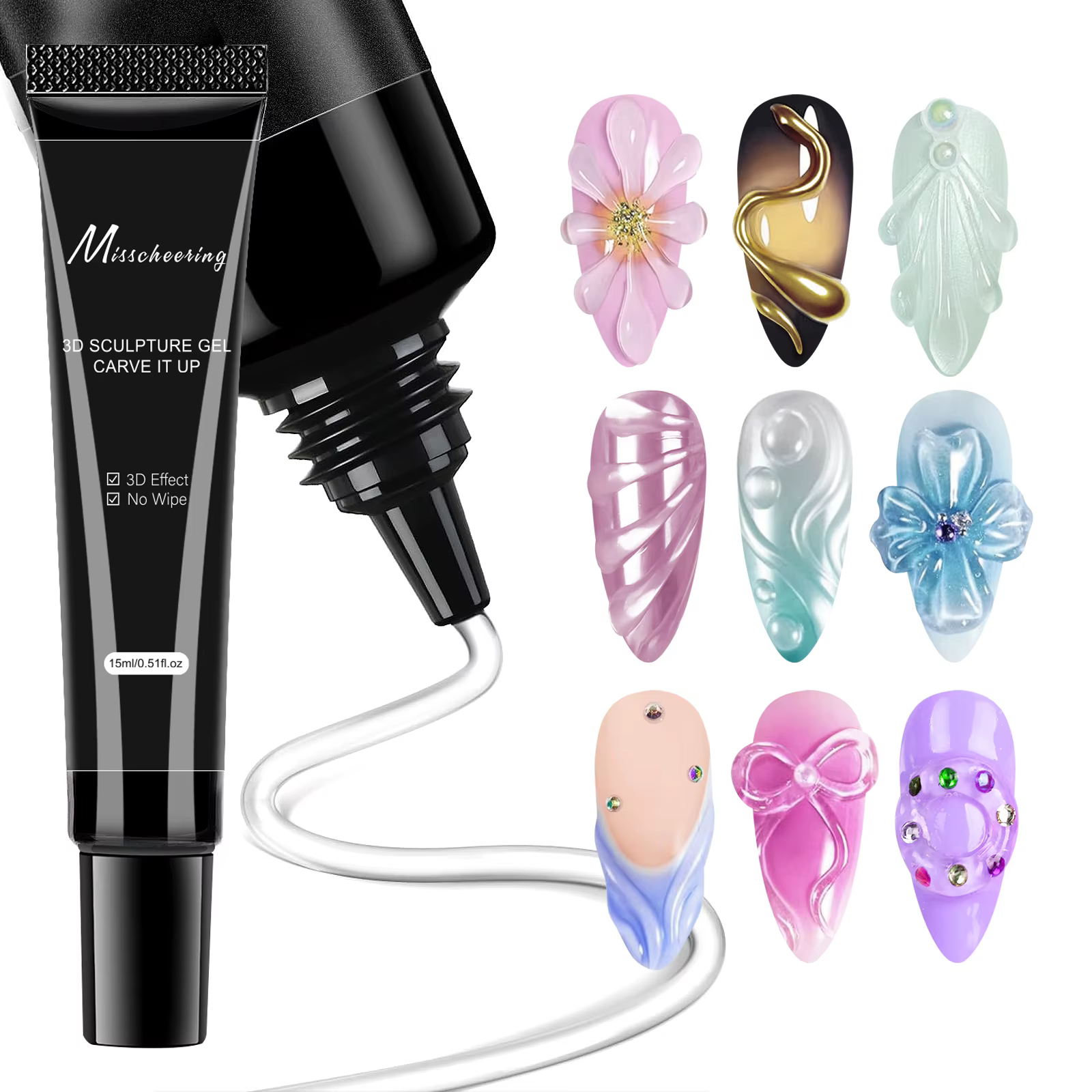 Gel 3D pour Nail Art, 15ml, modèles de bricolage, gel de sculpture imperméable, Gel de conception po