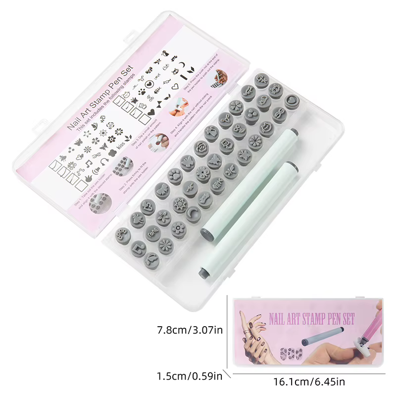 Ensemble de 36/48 tampons à ongles pour nail art, stylo de tamponnage DIY, outils de dotting pour on