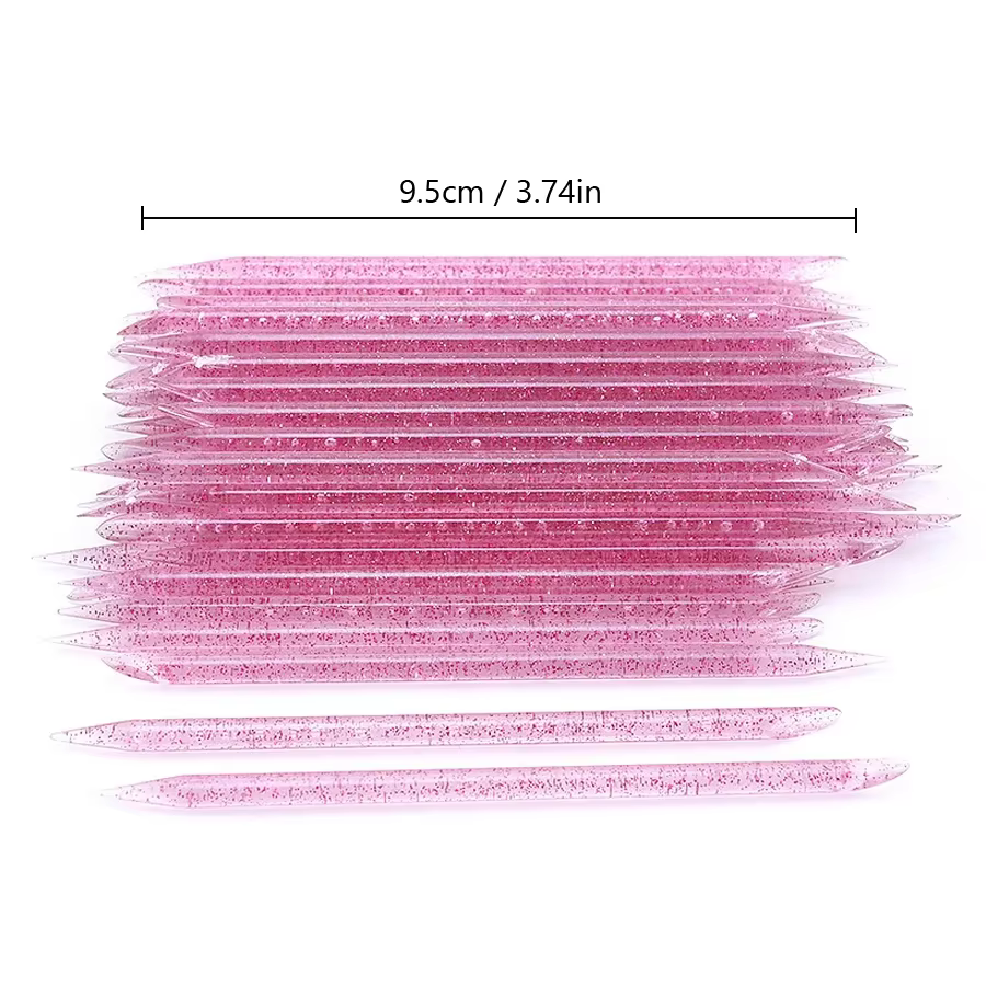 10/50/100 pièces bâton de cristal réutilisable Double extrémité Nail Art poussoir à cuticules outil