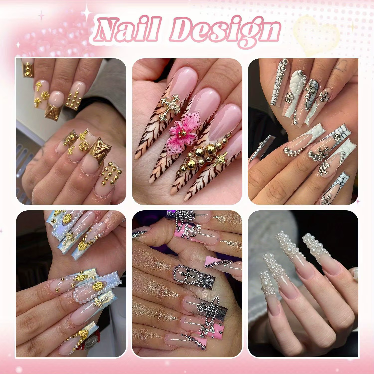 Perles plates en alliage pour ongles, accessoires de décoration, demi-perles, pièces de bijoux pour