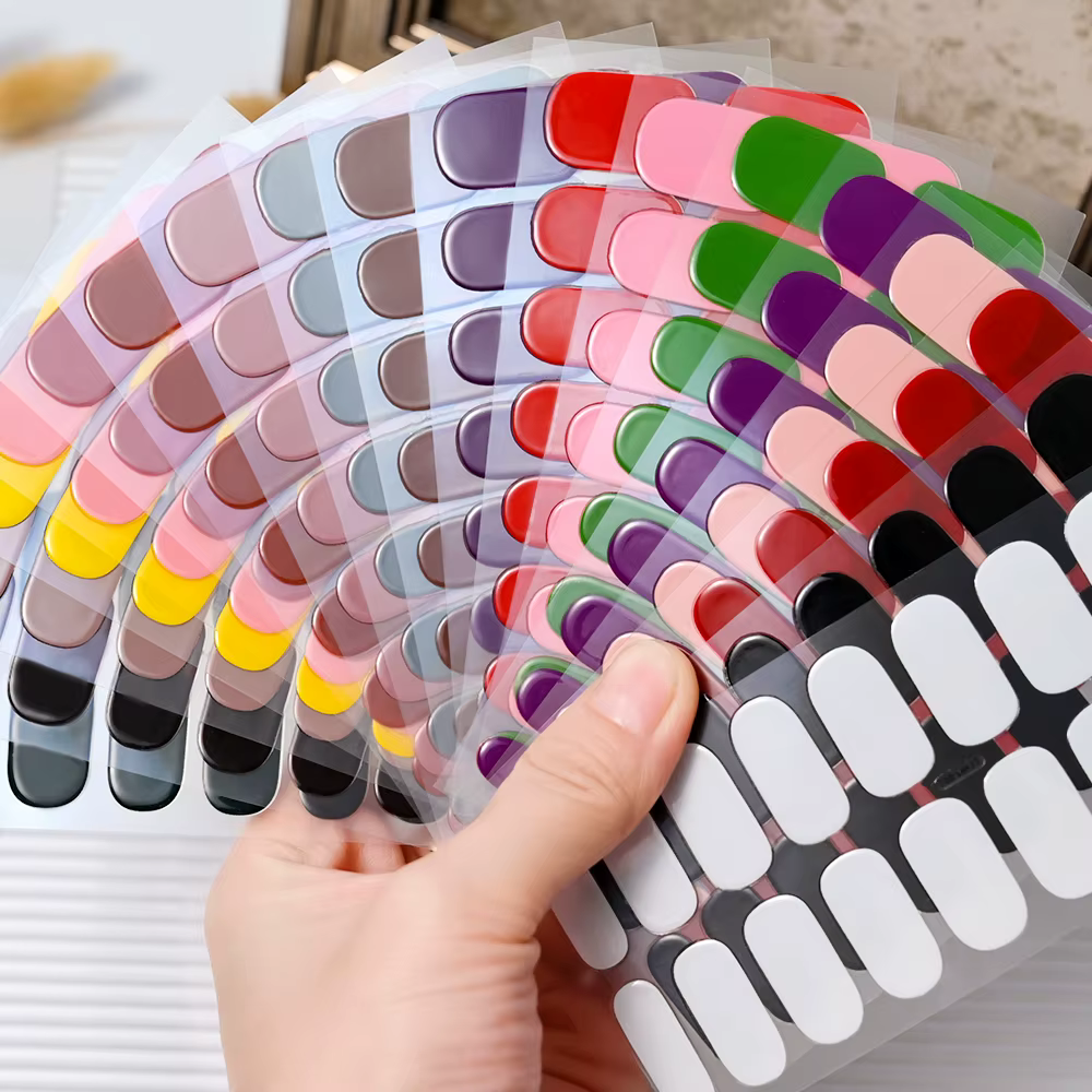 Autocollants pour ongles en gel semi-durci, enveloppes de vernis à ongles, couverture complète longu