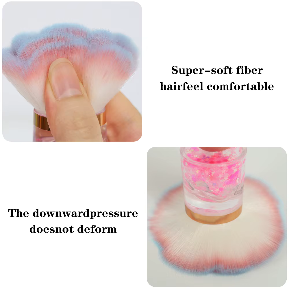 Brosse à poussière pour Nail Art, manche en plastique, pour enlever la poudre, nettoyage doux, pour