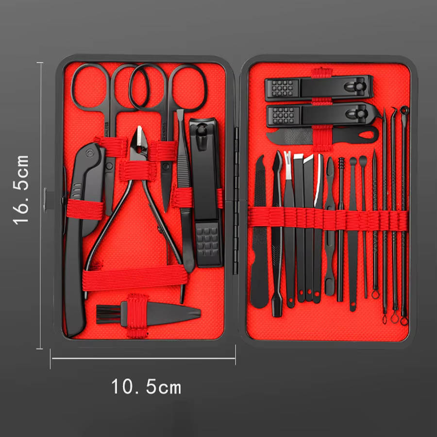 Kit de Manucure Professionnelle en Acier Inoxydable, Coupe-Ongles avec Cuir, Portable, 7/10/12/18/20