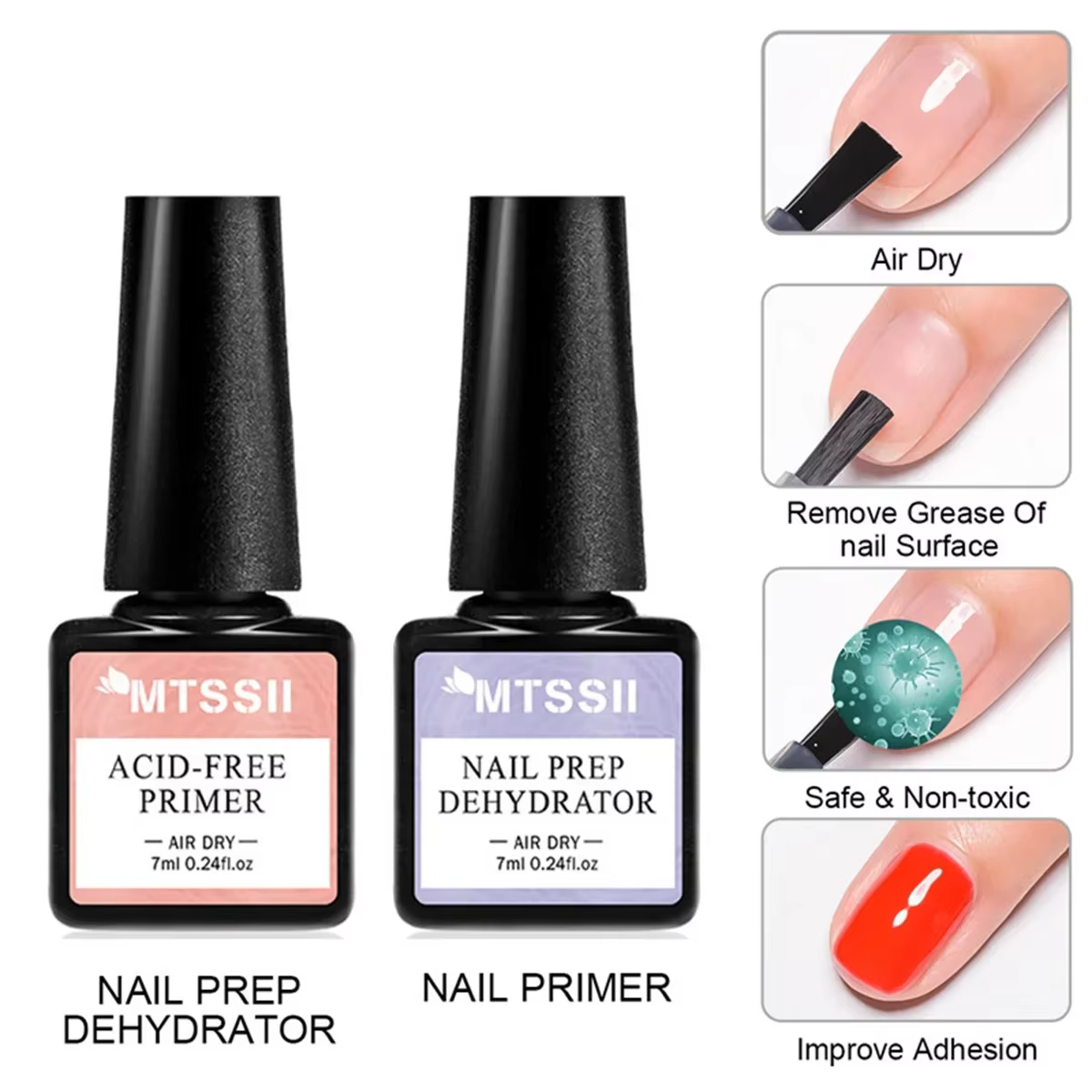 2/4/5 pièces acrylique sans acide apprêt à ongles préparation déshydrateur Gel vernis à ongles ensem