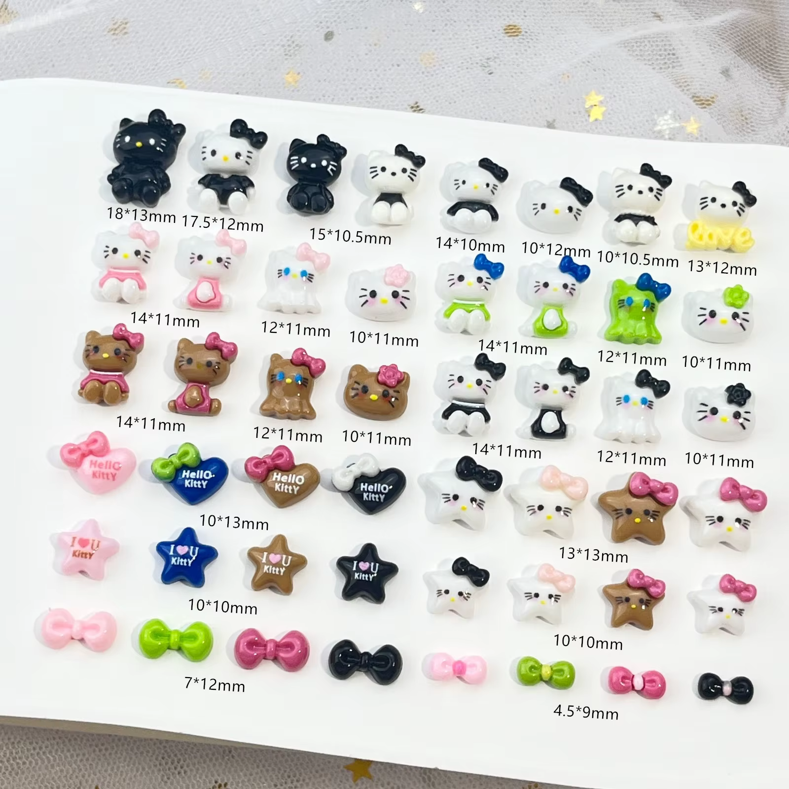 Accessoires pour ongles DIY 20 pièces: décoration d'ongles de dessin animé Hello Kitty avec joli nœu
