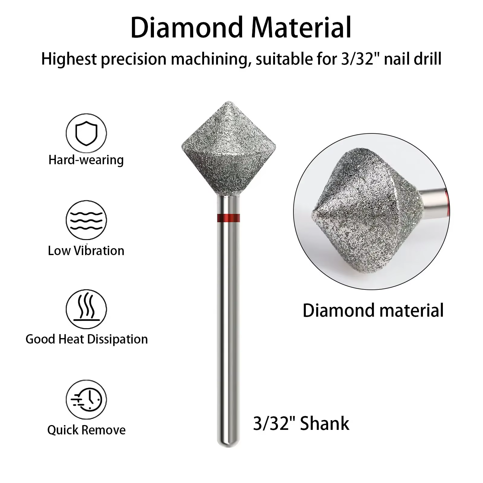 C Radians diamant foret à ongles outil de coupe de bord d'ongle diamant sable polissage accessoires
