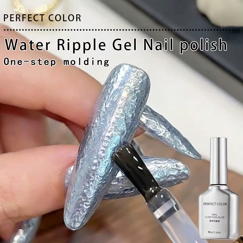 Vernis à ongles gel effet vague d'eau PERFECT COLOR, 16 ml, couche de finition texturée en une seule
