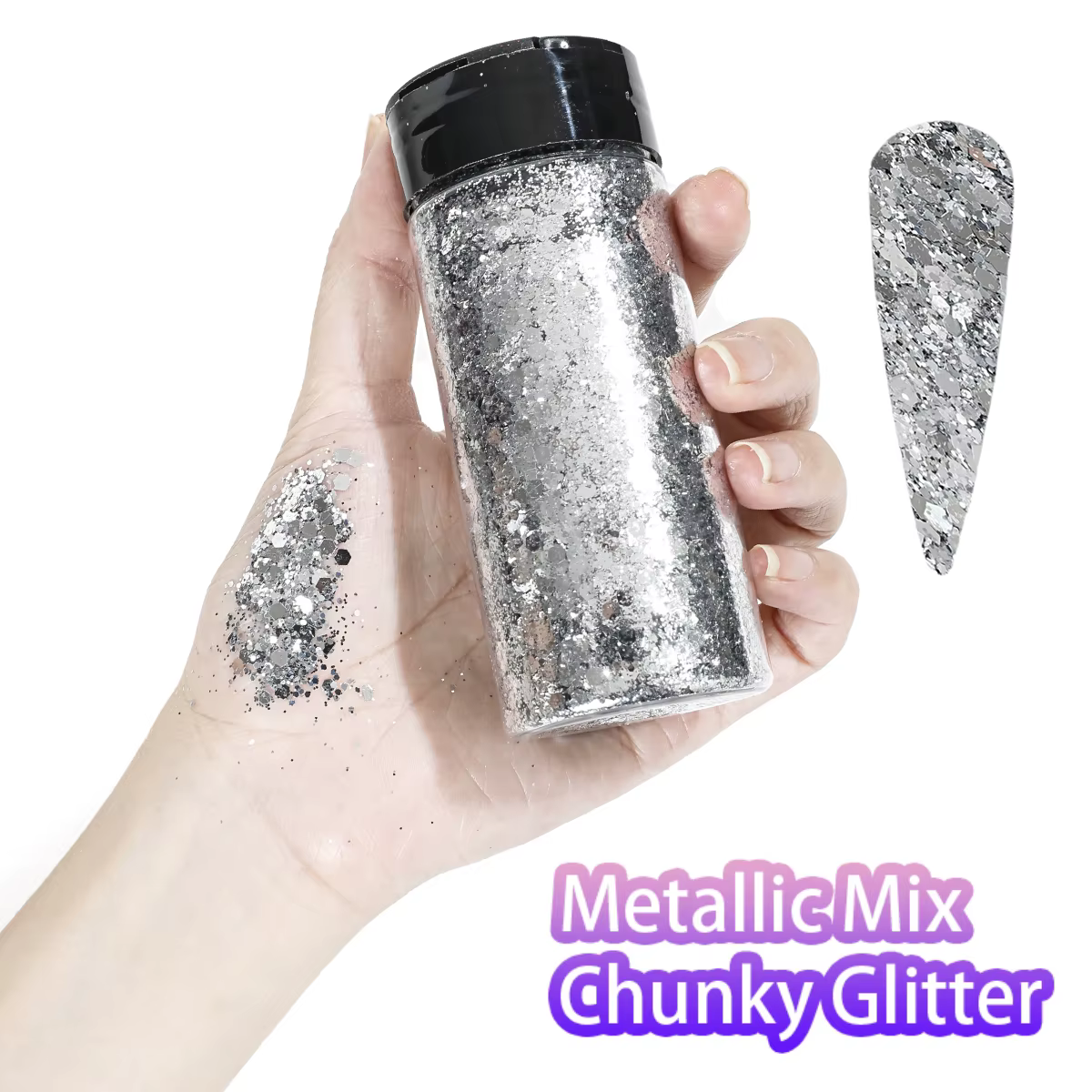 80g mélange métallique gros paillettes artisanat paillettes poudre mélangée grosses paillettes fines