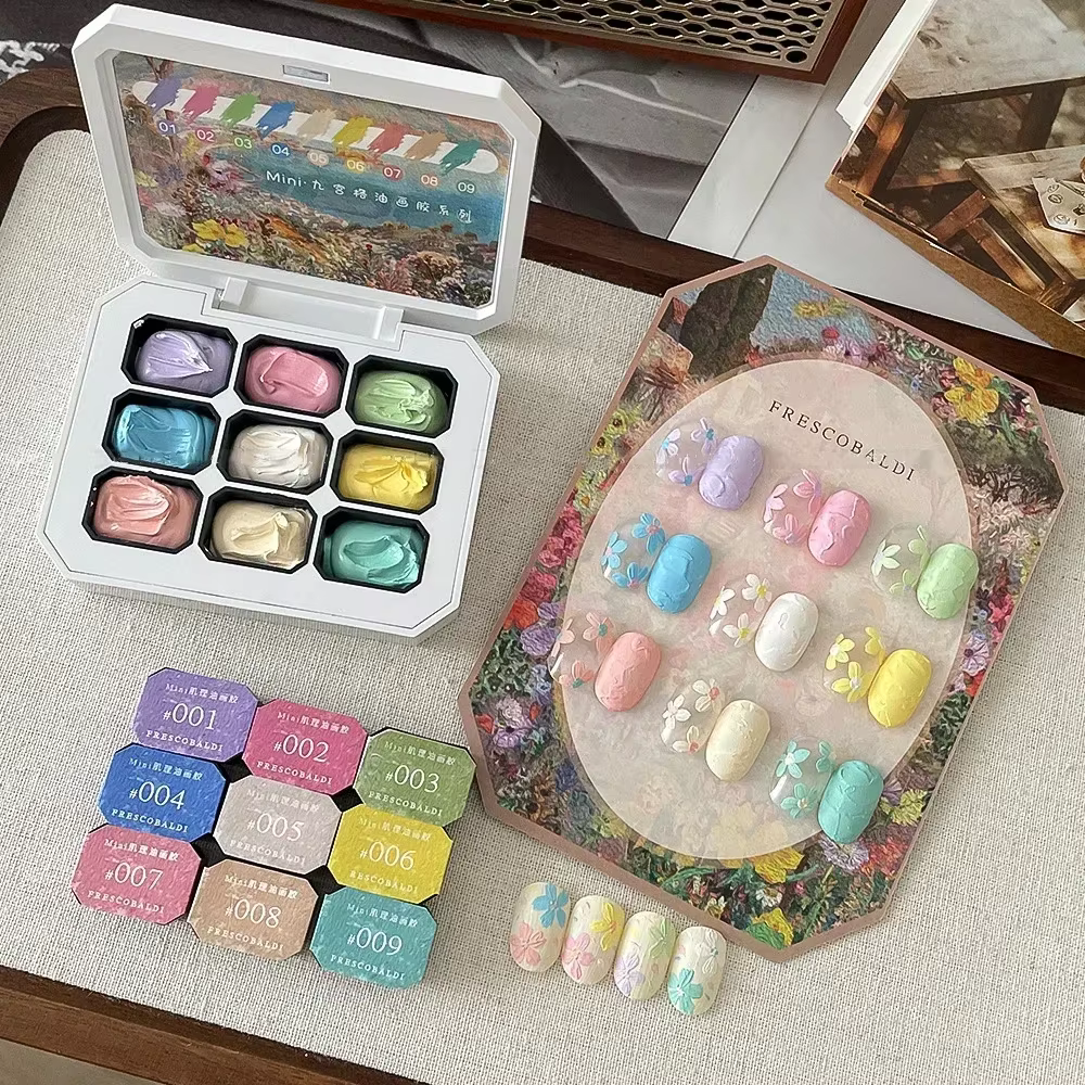 2.5gx9 ongles dessin 3D modélisation peinture à l'huile Gel vernis sans lingette colle Art Design br