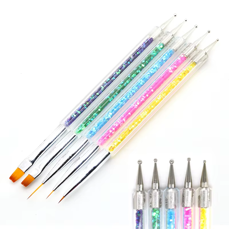 5/20 pièces Nail Art brosse conception pointe peinture dessin sculpture pointillage stylo FlatFan Li