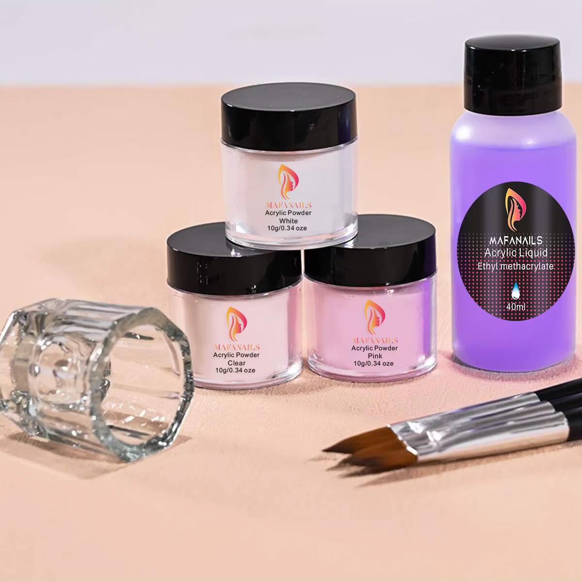 Ensemble de poudre acrylique cristal et monomère liquide, décoration pour manucure, paillettes pour