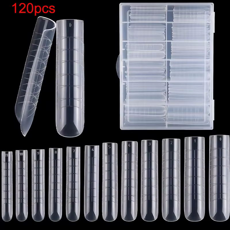 120 pièces de système d'ongle double à couverture complète transparente pour nail art acrylique en g